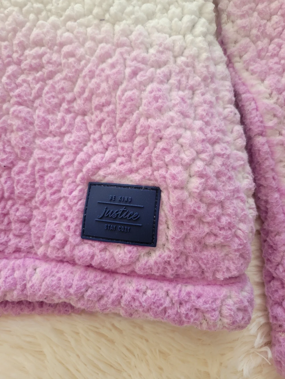 Justice Navy & Purple Ombre Half Zip Sherpa Hoodie Girls Size 12/14